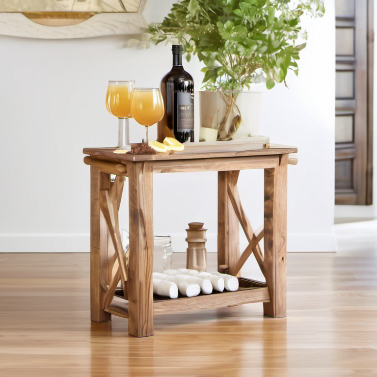 Cozy Haven detail close lifestyle image for Cozy Haven Wood Drink Dispenser Stand