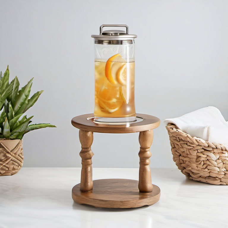 Cozy Haven giftable moment lifestyle image for Cozy Haven Wood Drink Dispenser Stand