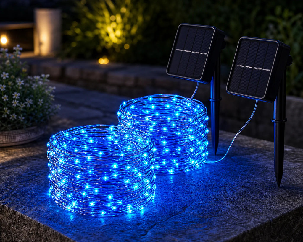 Cozy Haven Fairy Solar String Lights lifestyle image 10 for Blue / 2 Pack
