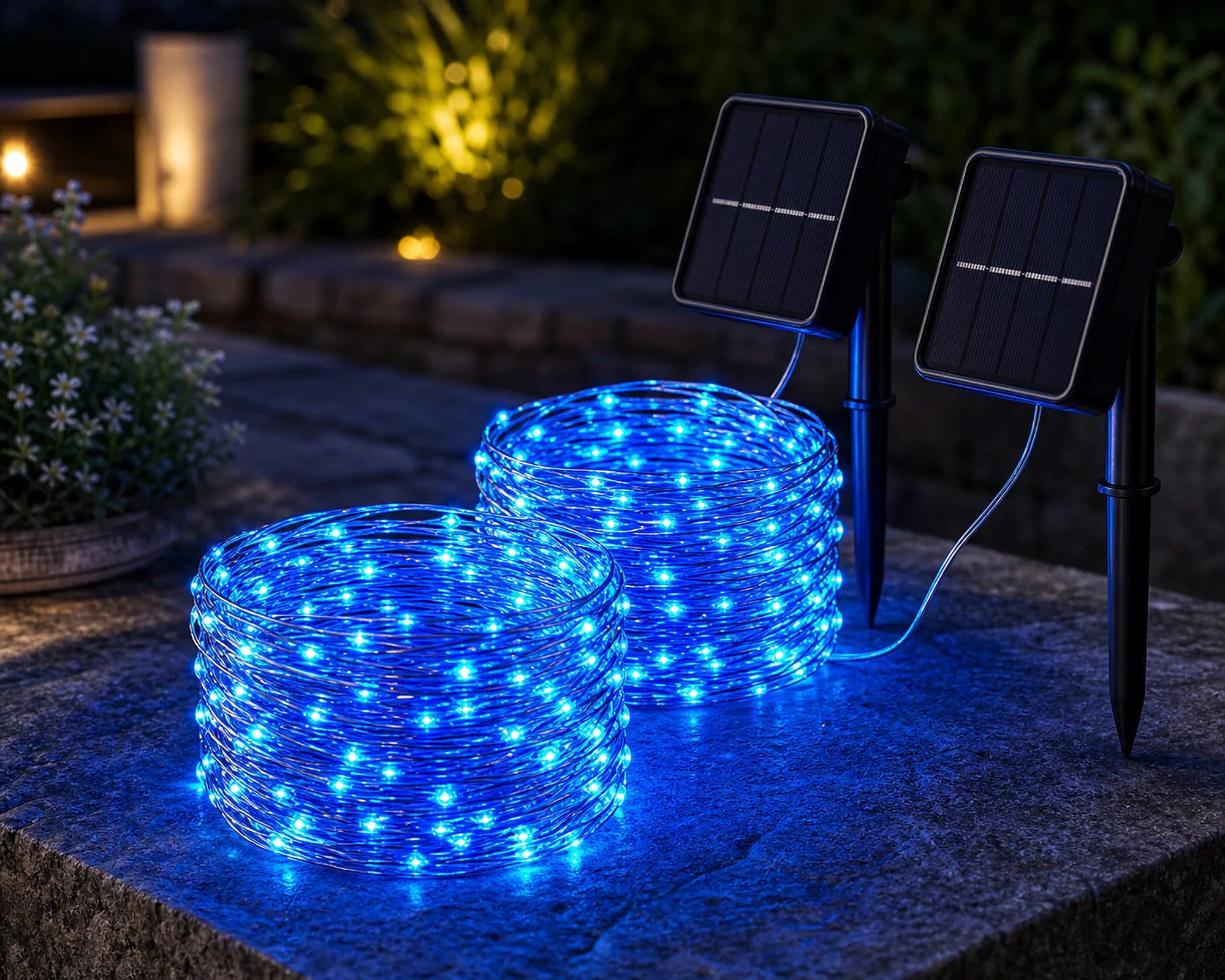 Cozy Haven Fairy Solar String Lights lifestyle image 10 for Blue / 2 Pack