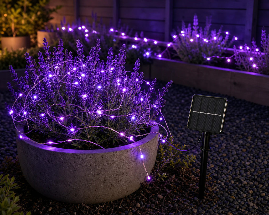 Cozy Haven Fairy Solar String Lights lifestyle image 4 for Purple / 1 Pack