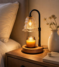 Cozy Haven Black & Wood Arched Candle Warmer Lamp styled lighting view 1