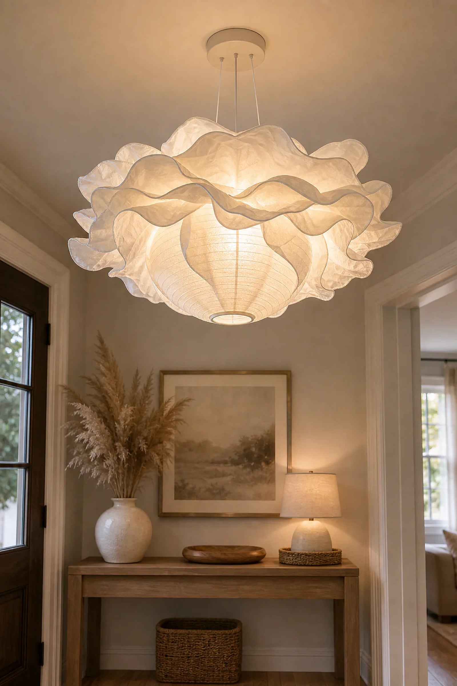 Cozy Haven Cloud Paper Lantern Ceiling Shade styled lighting view 6