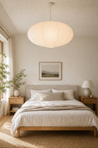 Cozy Haven Rice Paper Lantern Ceiling Shade styled lighting view 1