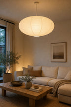 Cozy Haven Rice Paper Lantern Ceiling Shade styled lighting view 2