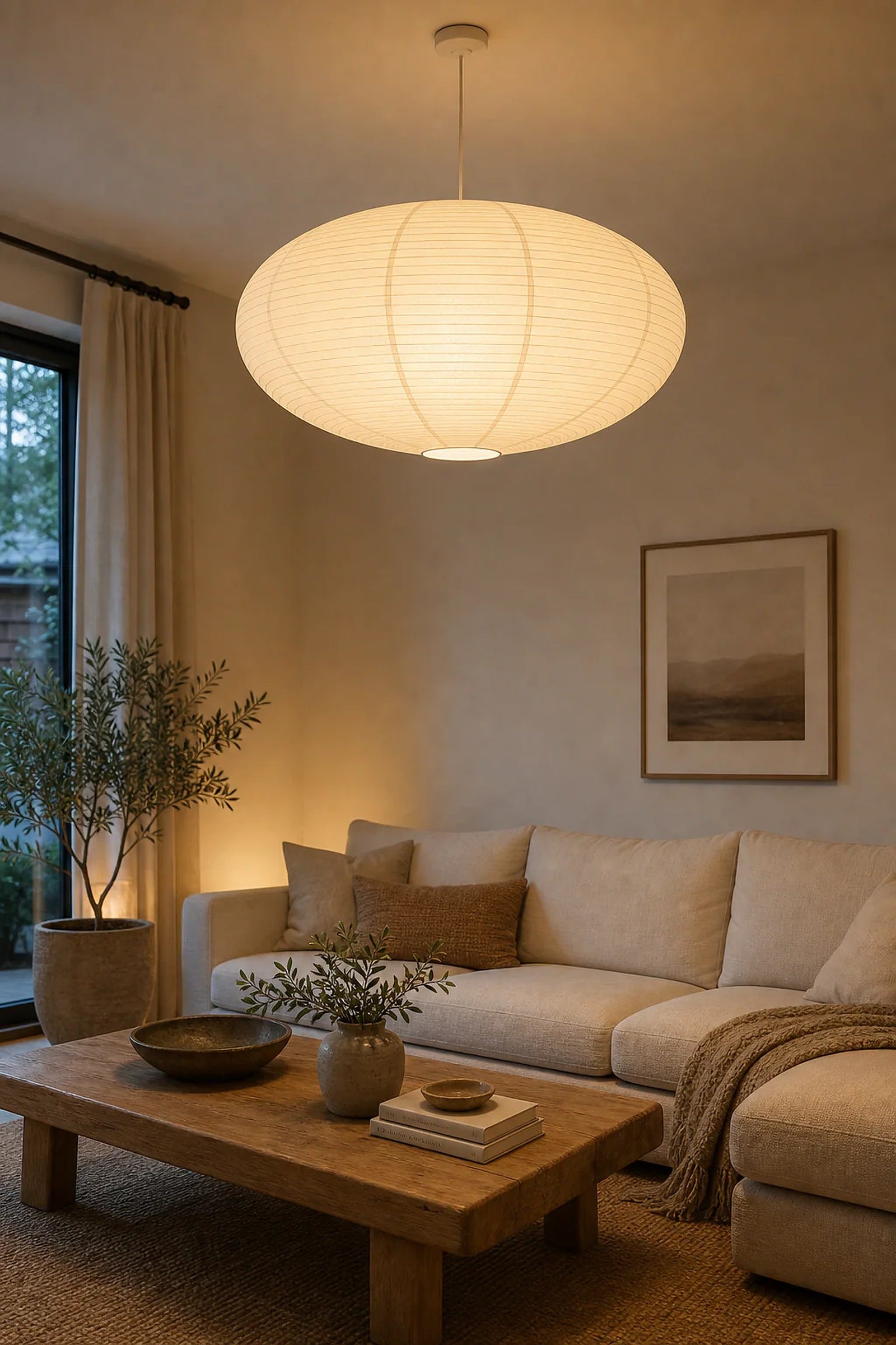 Cozy Haven Rice Paper Lantern Ceiling Shade lifestyle image 2