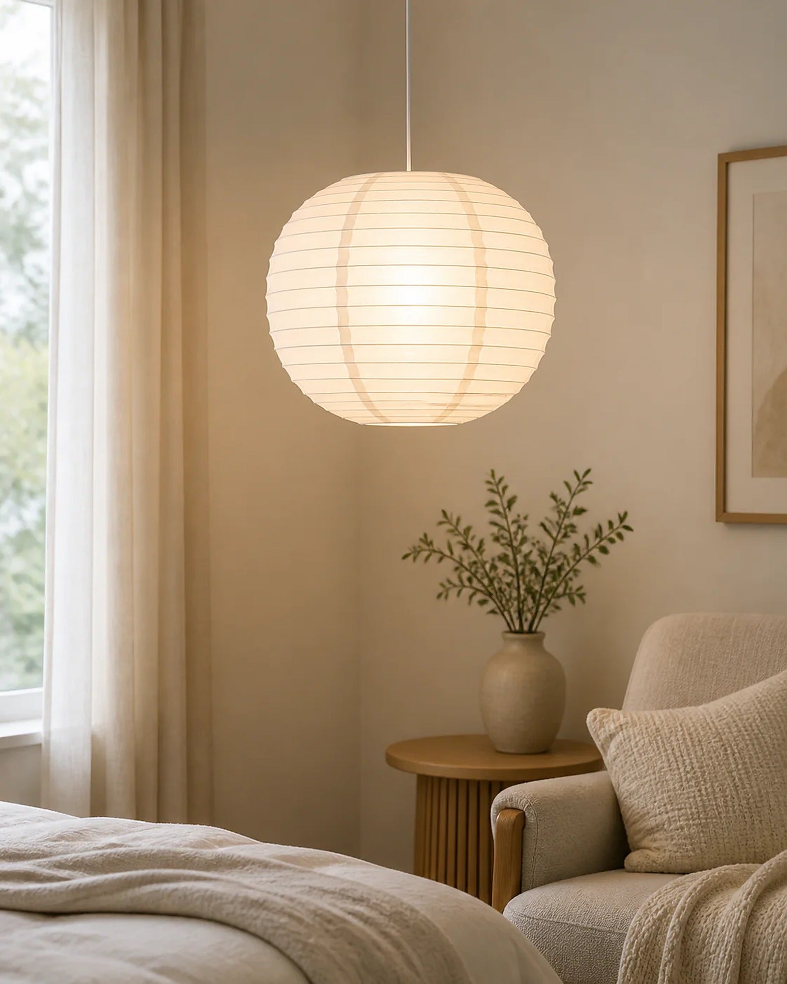 Cozy Haven White Paper Ball Lantern Lampshade styled lighting view 5