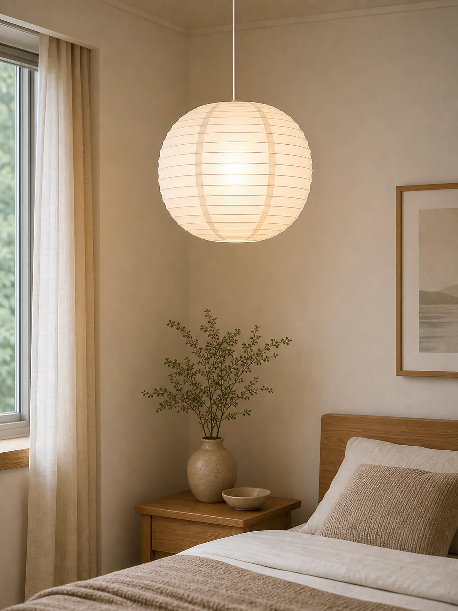 Cozy Haven White Paper Ball Lantern Lampshade styled lighting view 7