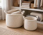 Cozy Haven Cotton Rope Decorative Storage Basket Set organized storage view 2