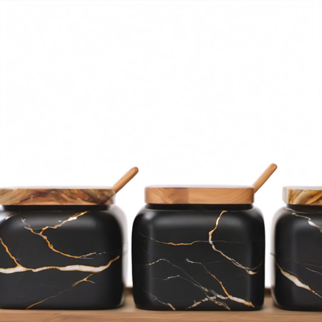 Cozy Haven lifestyle image for Cozy Haven Marble Ceramic Countertop Jar Set