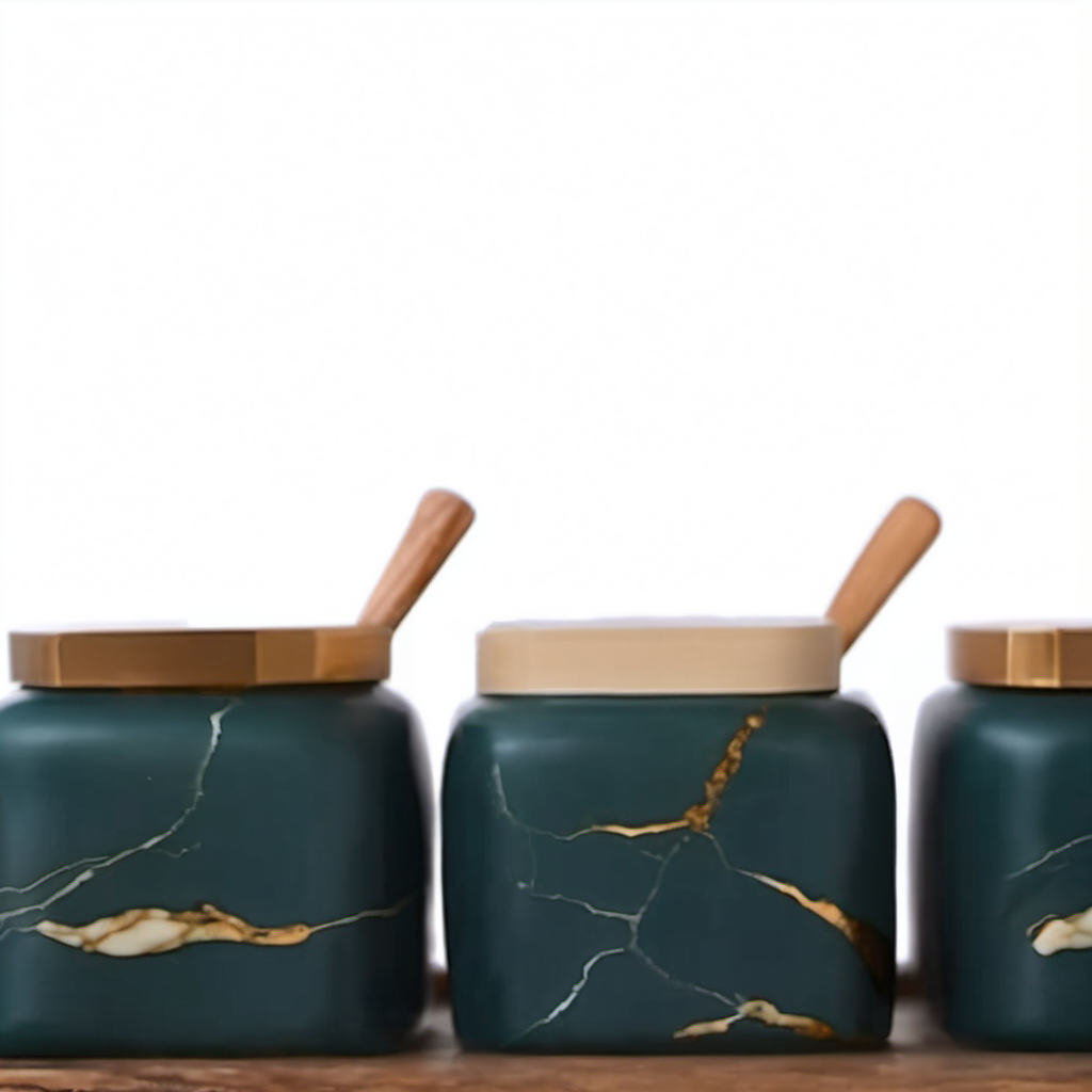 Cozy Haven lifestyle image for Cozy Haven Marble Ceramic Countertop Jar Set