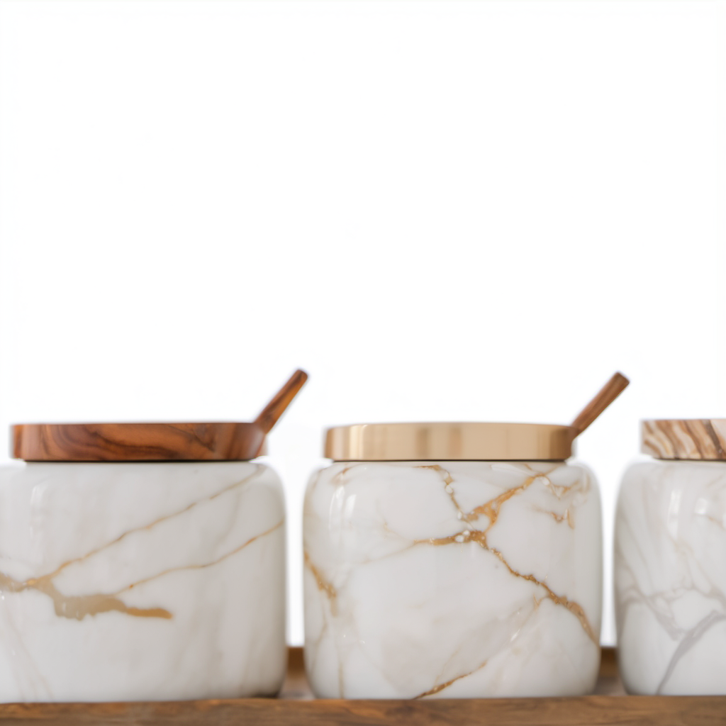 Cozy Haven lifestyle image for Cozy Haven Marble Ceramic Countertop Jar Set