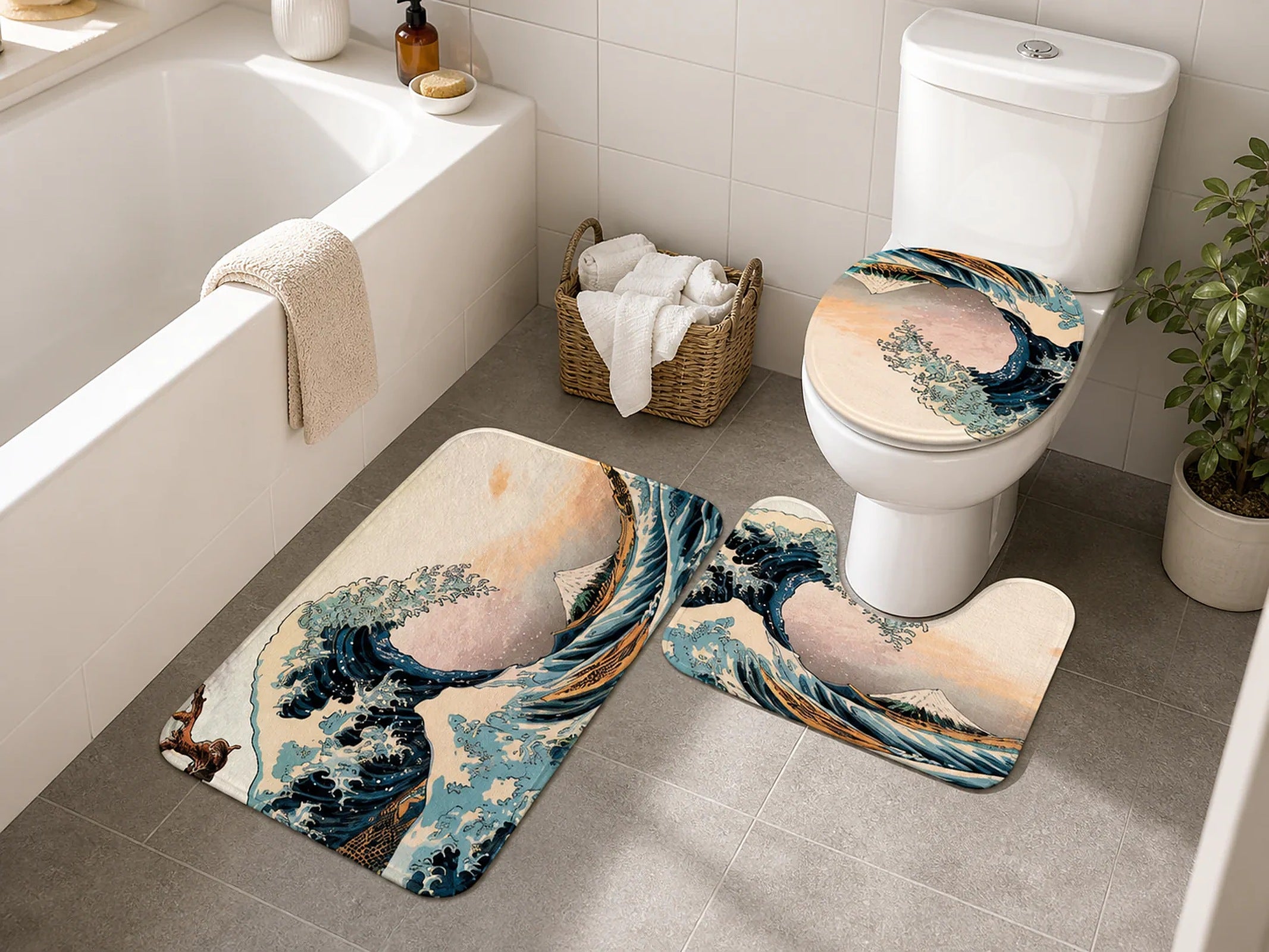 Cozy Haven Wave Quick Dry Bath Mat Set lifestyle image 4