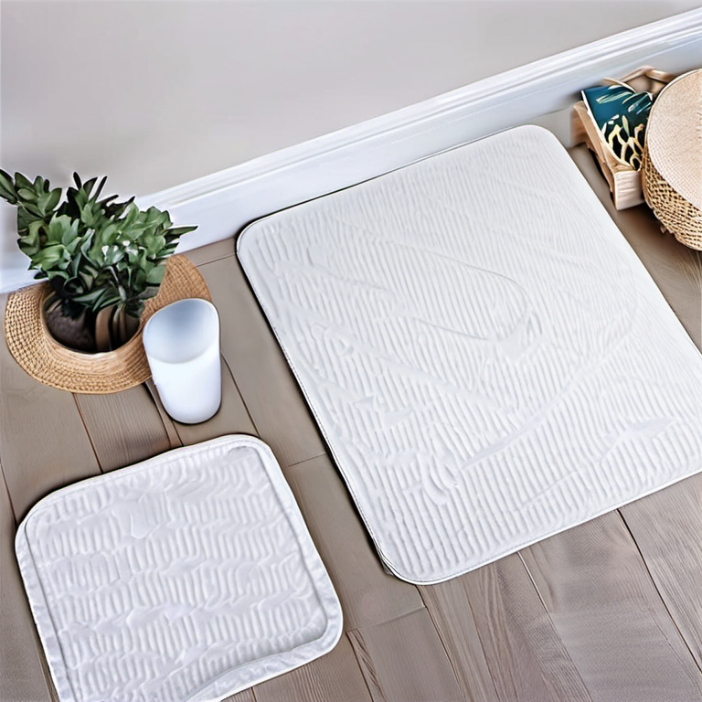Cozy Haven countertop close lifestyle image for Cozy Haven Wave Quick Dry Bath Mat Set