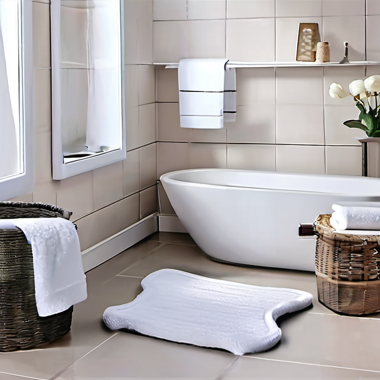 Cozy Haven guest bath lifestyle image for Cozy Haven Wave Quick Dry Bath Mat Set
