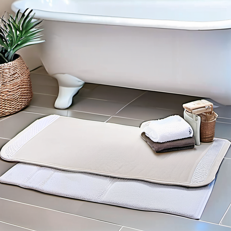 Cozy Haven shelf detail lifestyle image for Cozy Haven Wave Quick Dry Bath Mat Set