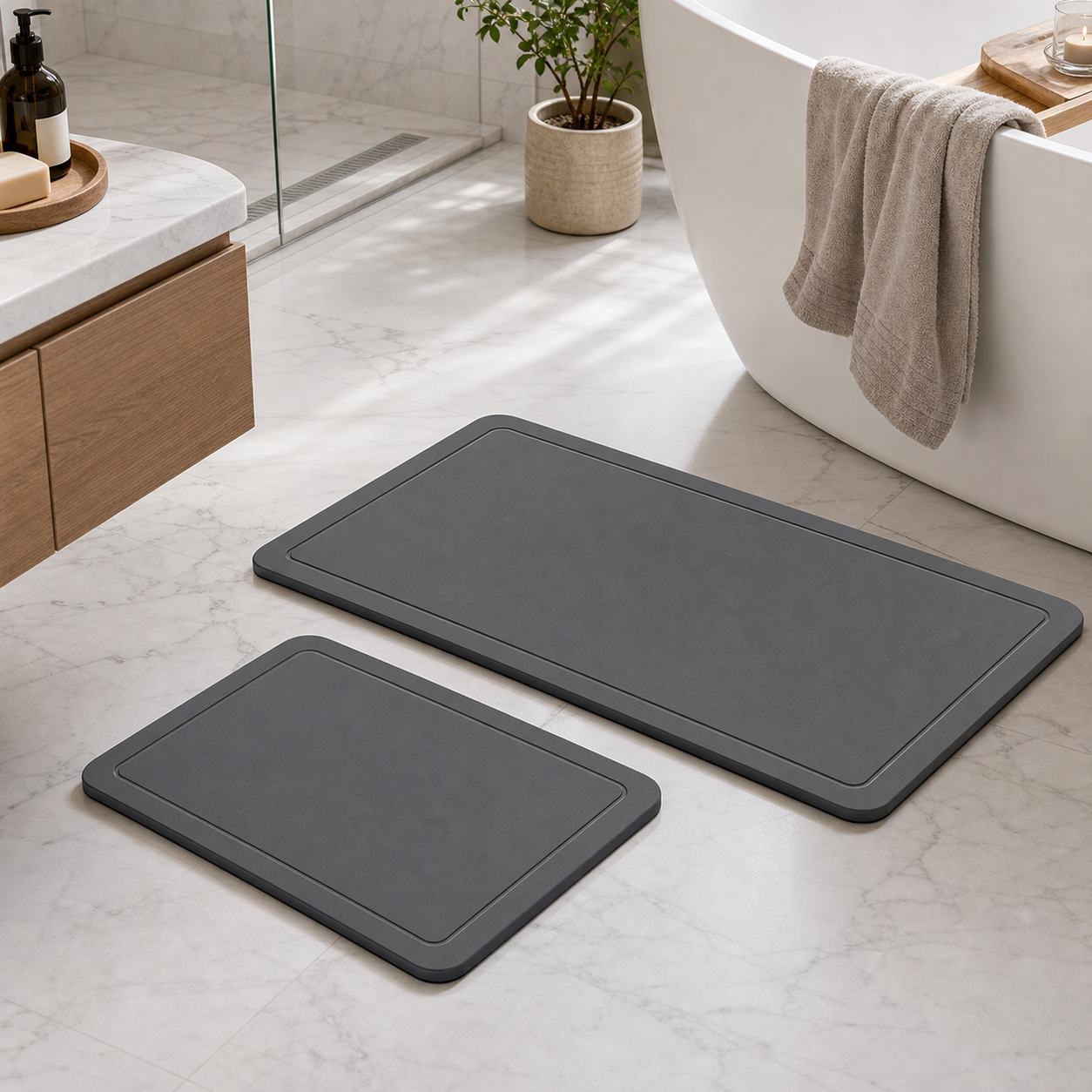 Cozy Haven Diatomite Quick Dry Bath Mat Set styled image 1