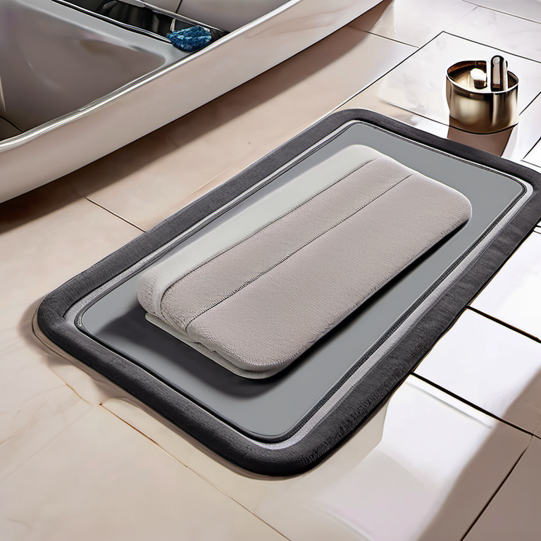 Cozy Haven shelf detail lifestyle image for Cozy Haven Diatomite Quick Dry Bath Mat Set