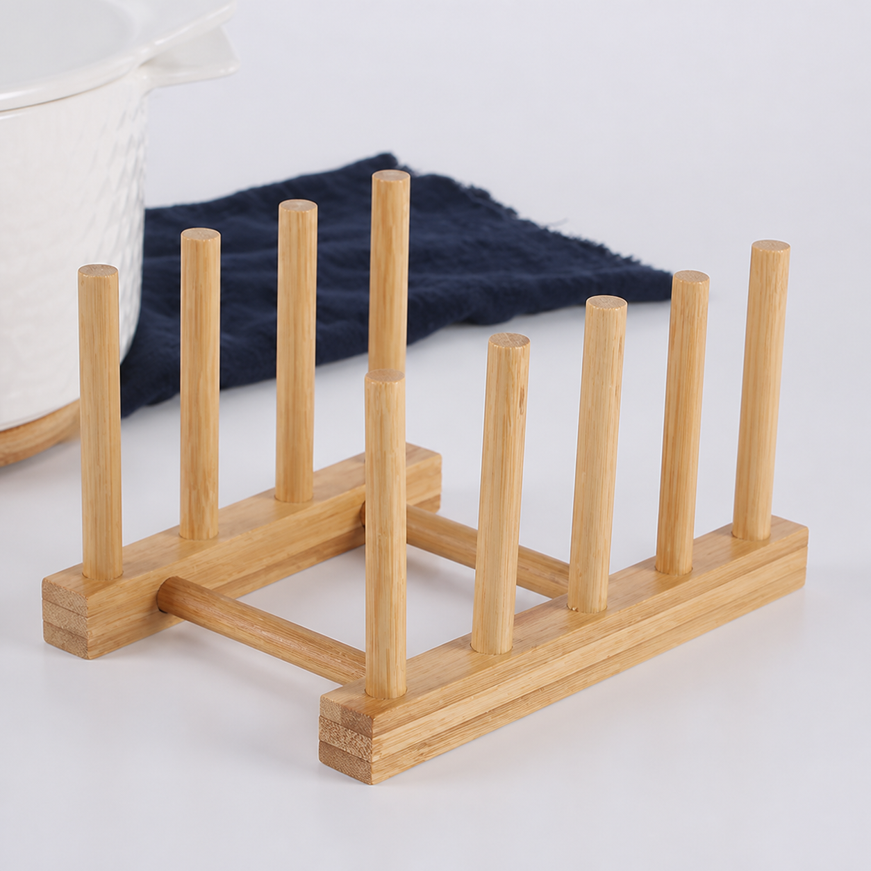 Cozy Haven Bamboo Peg Dish Drying Rack - 3-grid compact rack