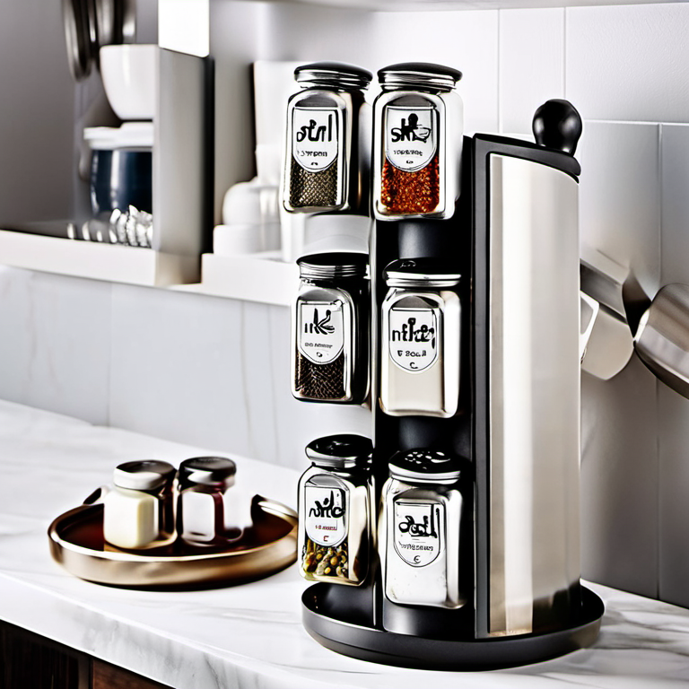 Cozy Haven open shelf lifestyle image for Cozy Haven Countertop Rotating Spice Organizer