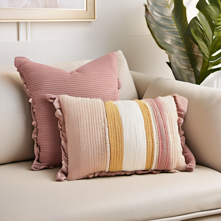Cozy Haven detail close lifestyle image for Cozy Haven Striped Tufted Pillow Cover Set