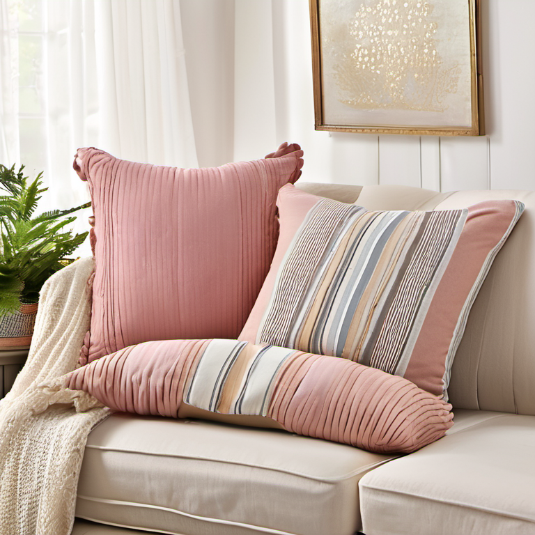 Cozy Haven hosting texture lifestyle image for Cozy Haven Striped Tufted Pillow Cover Set