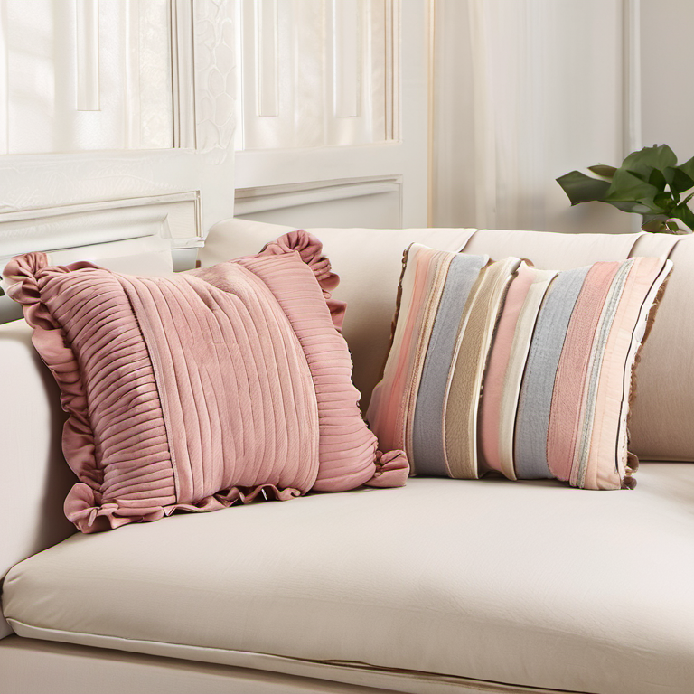 Cozy Haven sofa corner lifestyle image for Cozy Haven Striped Tufted Pillow Cover Set