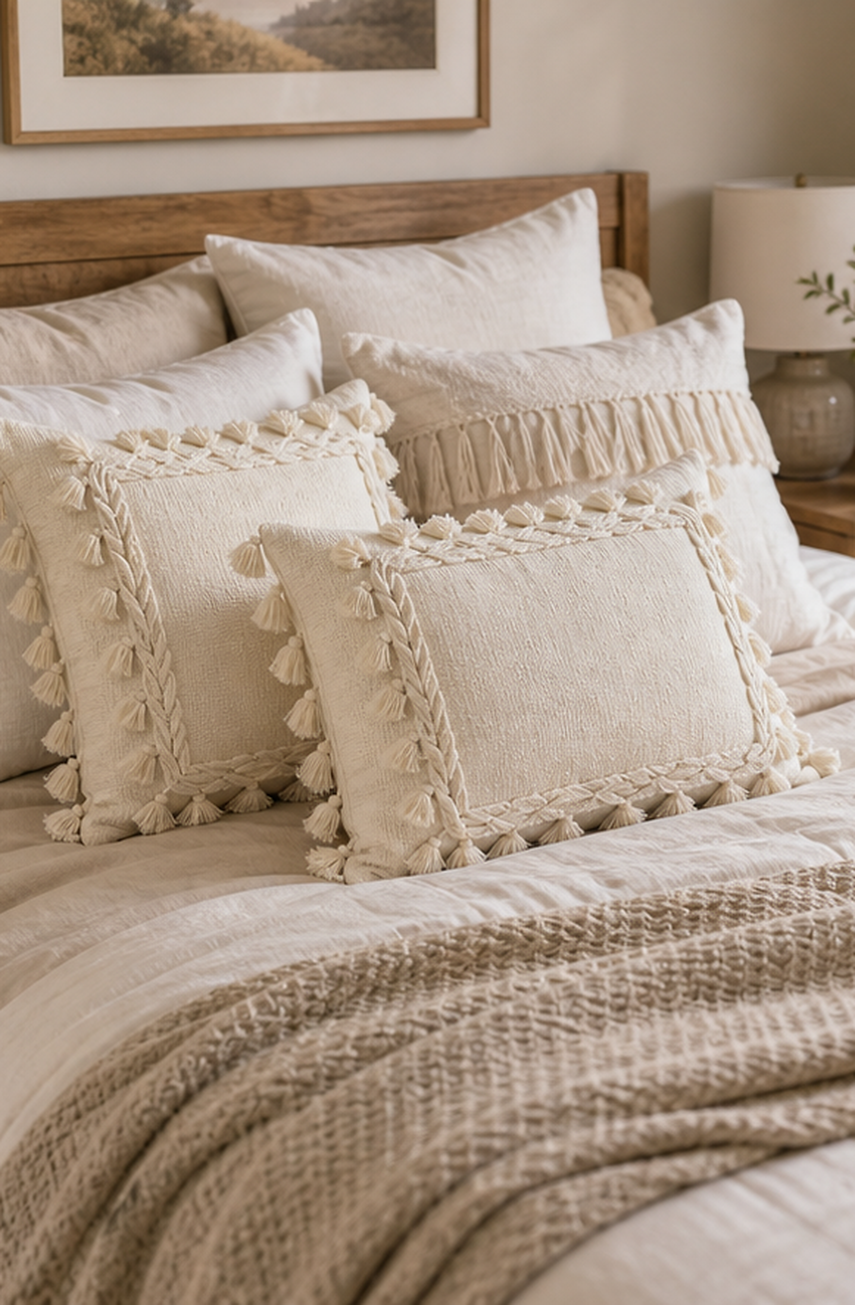 Cozy Haven Linen-Look Tasselled Pillow Cover lifestyle image 5
