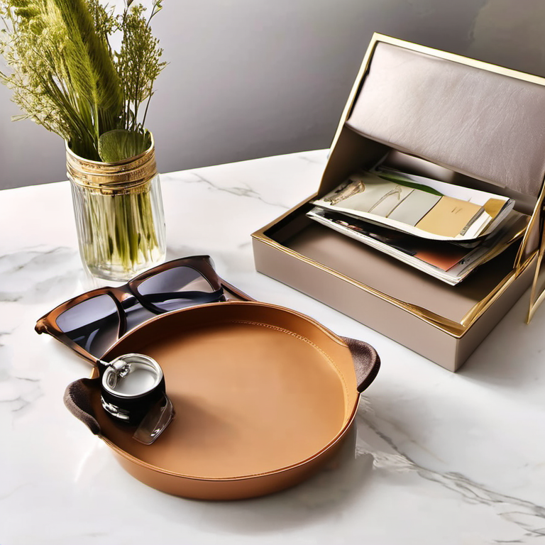 Cozy Haven editorial room lifestyle image for Cozy Haven Leather-Look Entryway Catchall Tray