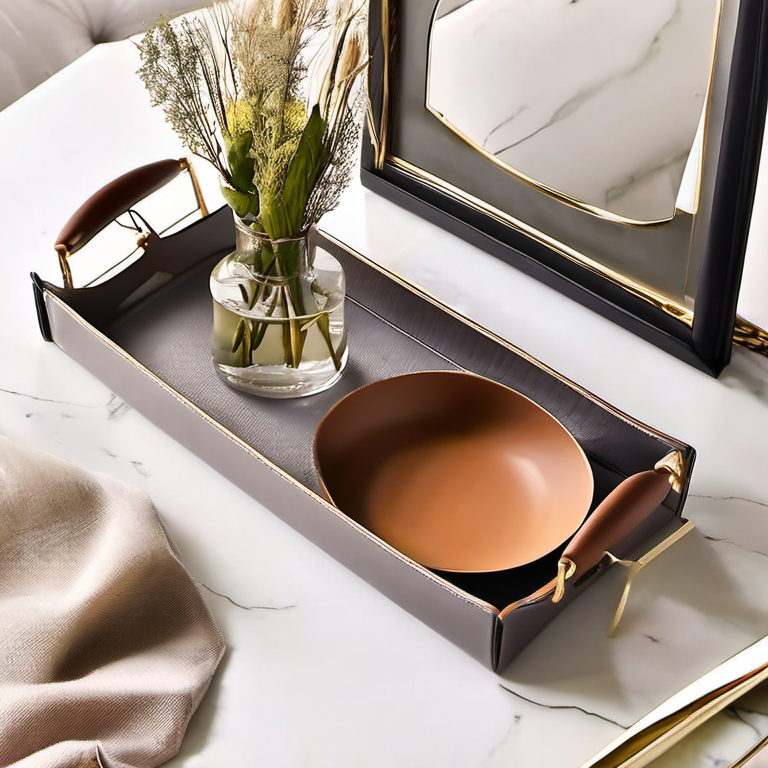 Cozy Haven giftable moment lifestyle image for Cozy Haven Leather-Look Entryway Catchall Tray