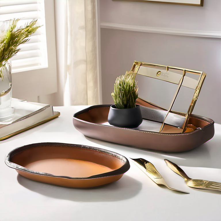 Cozy Haven lived in scene lifestyle image for Cozy Haven Leather-Look Entryway Catchall Tray