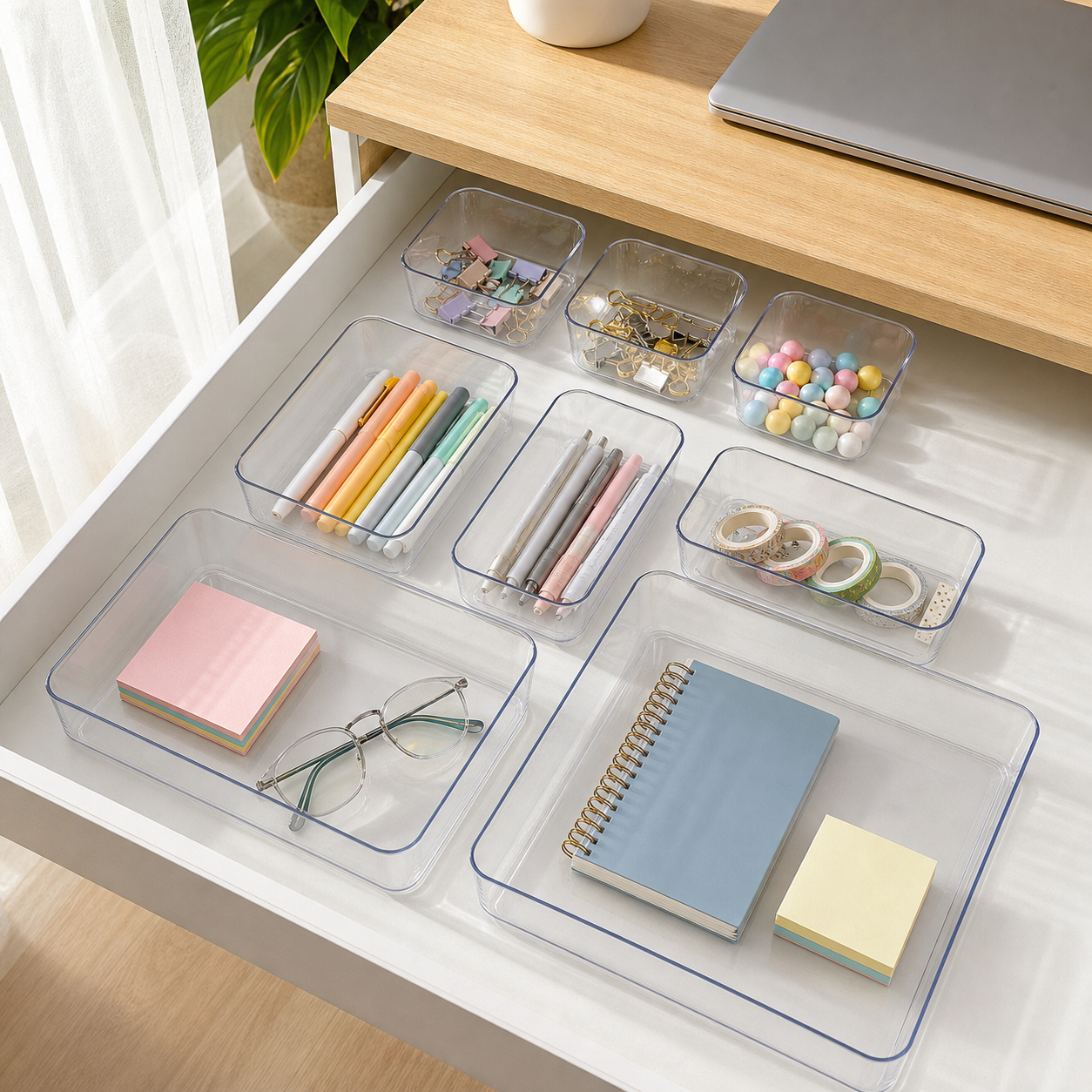 Cozy Haven Clear Acrylic Desktop Drawer Organizer - 8-Piece Set 4