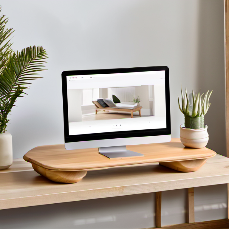 Cozy Haven entryway order lifestyle image for Cozy Haven Bamboo Monitor Riser Shelf