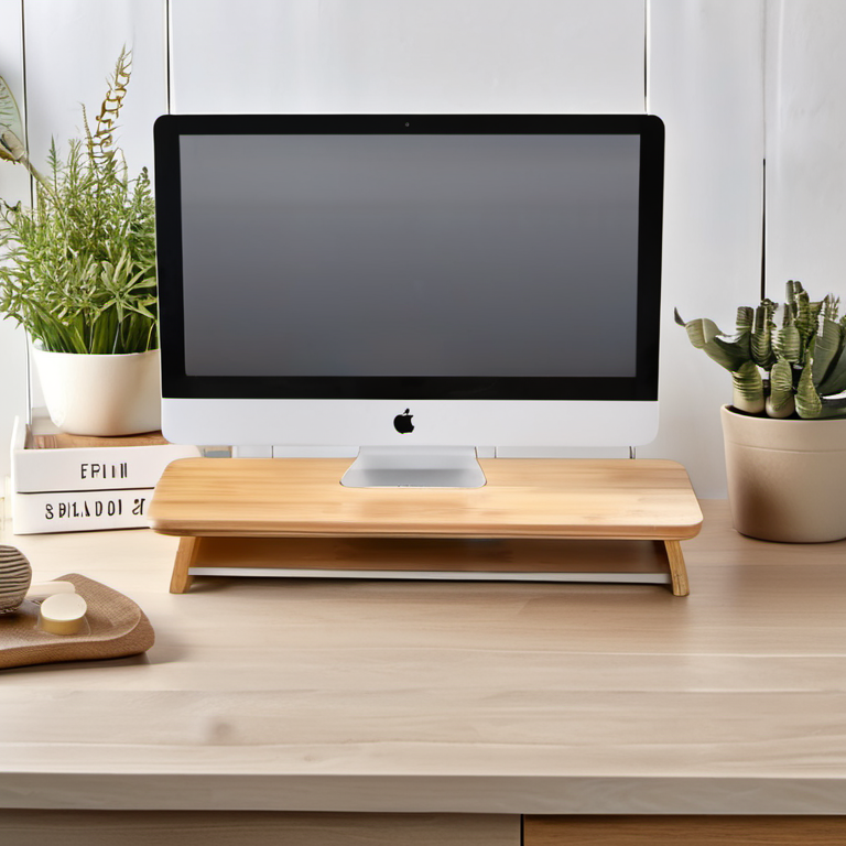 Cozy Haven laundry utility lifestyle image for Cozy Haven Bamboo Monitor Riser Shelf