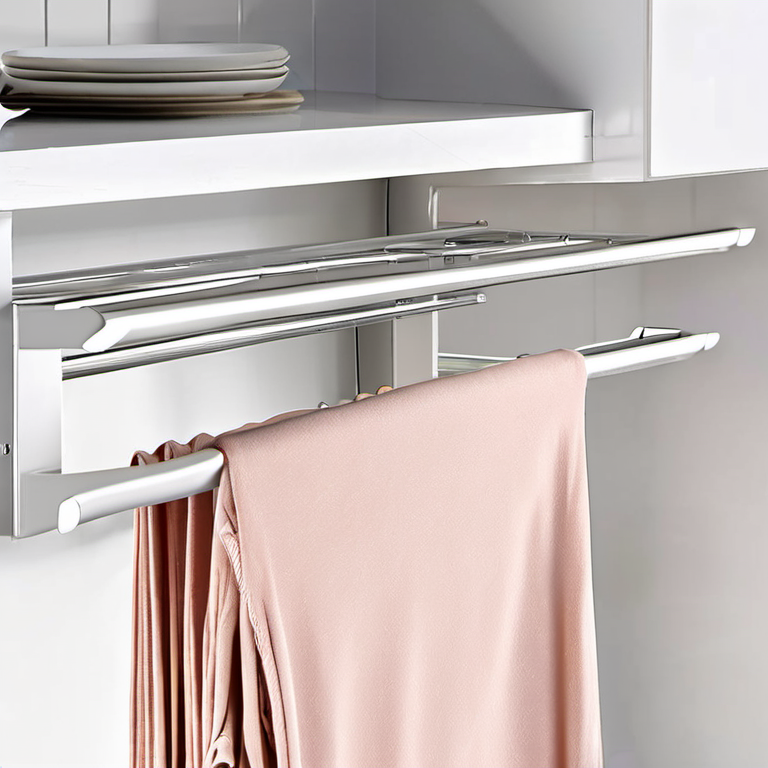Cozy Haven detail close lifestyle image for Cozy Haven Wall Mount Foldable Drying Rack