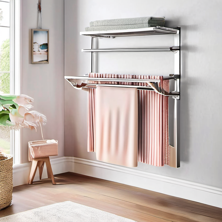 Cozy Haven laundry utility lifestyle image for Cozy Haven Wall Mount Foldable Drying Rack