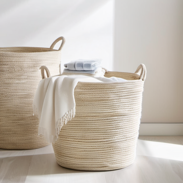 Cozy Haven lifestyle image for Cozy Haven Cotton Rope Laundry Basket Hamper - 10056242135326 laundry utility