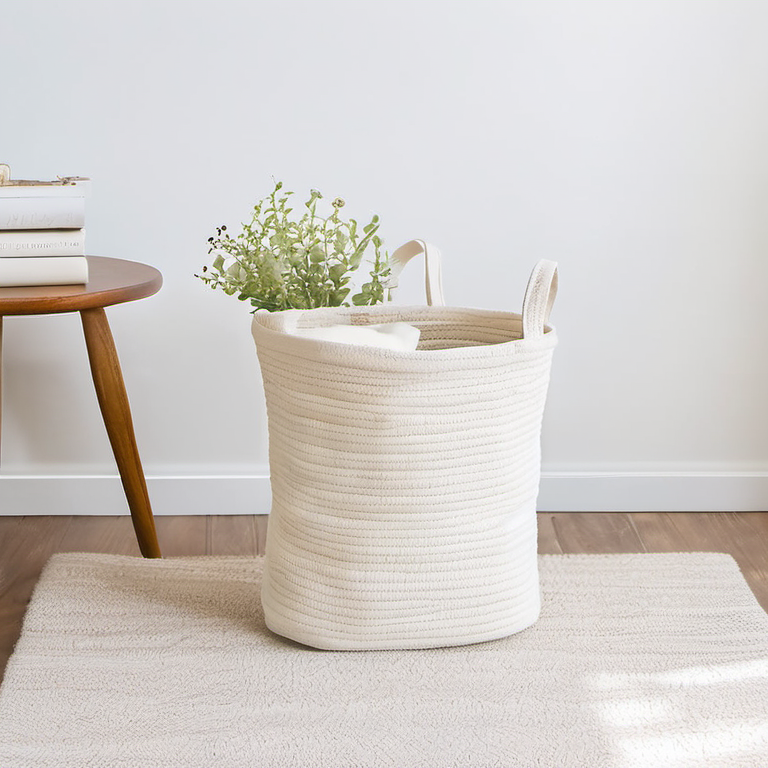 Cozy Haven closet shelf lifestyle image for Cozy Haven Canvas Toy Storage Basket