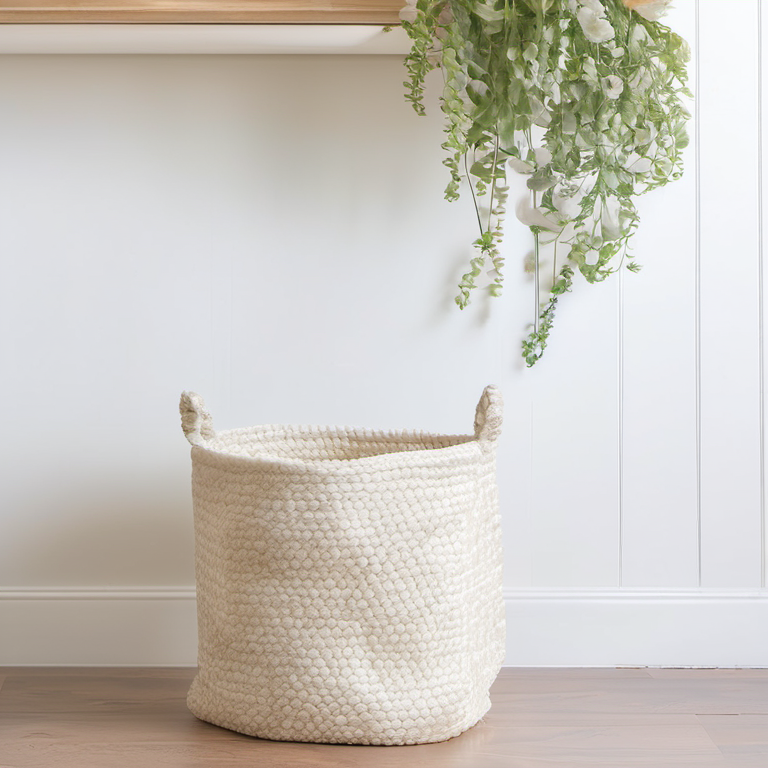Cozy Haven entryway order lifestyle image for Cozy Haven Canvas Toy Storage Basket