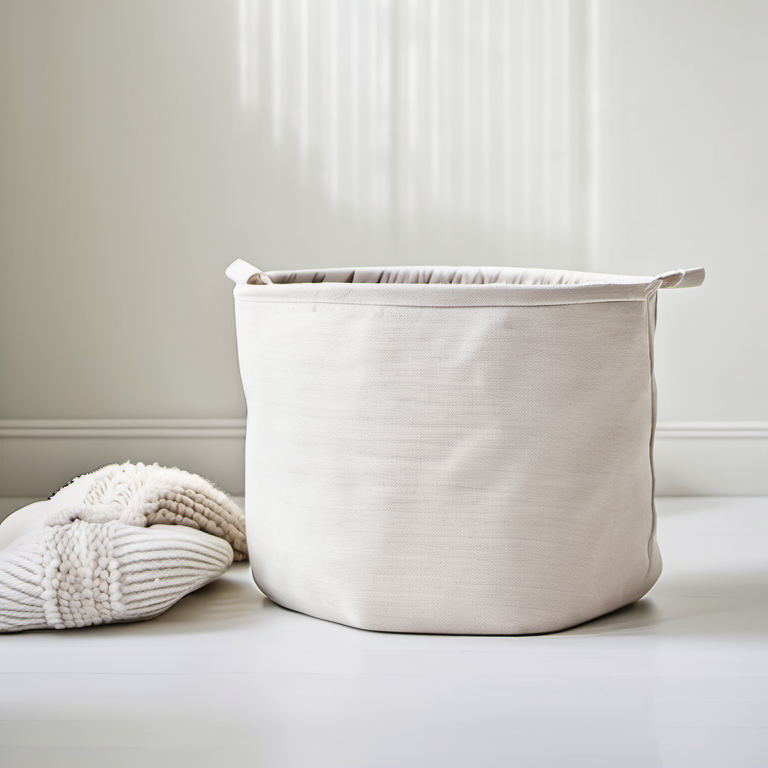Cozy Haven laundry utility lifestyle image for Cozy Haven Canvas Toy Storage Basket