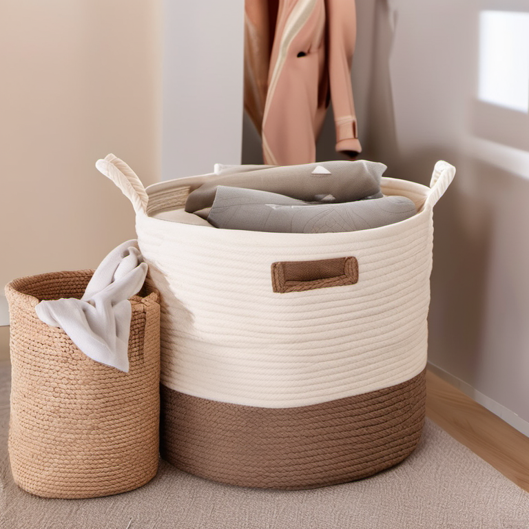 Cozy Haven closet shelf lifestyle image for Cozy Haven Cotton Rope Toy Storage Basket