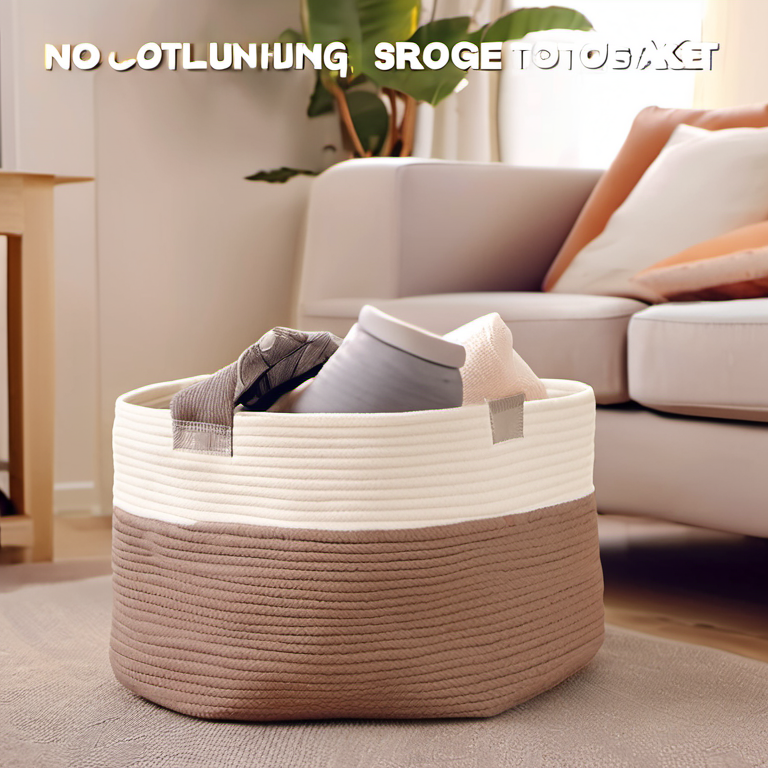 Cozy Haven detail close lifestyle image for Cozy Haven Cotton Rope Toy Storage Basket