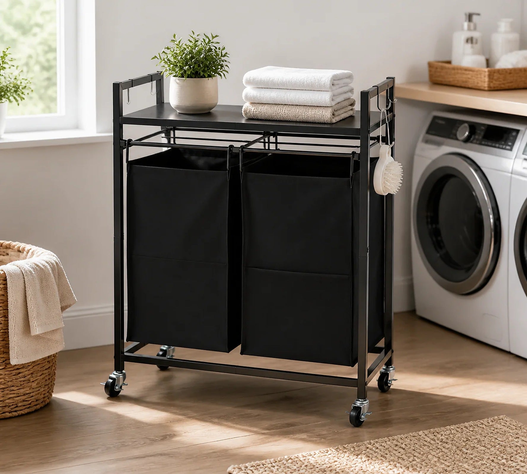 Cozy Haven Double-Section Laundry Basket Hamper lifestyle image 6