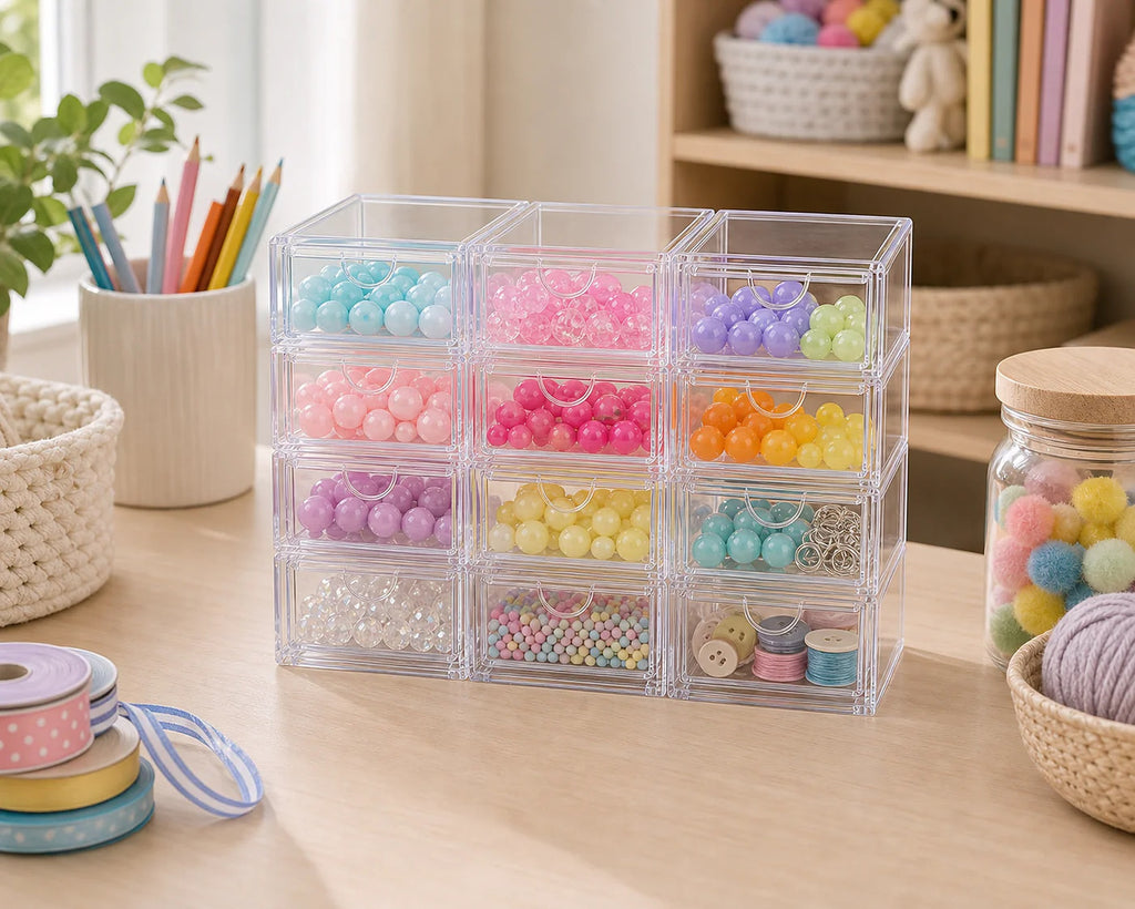 Cozy Haven Clear Acrylic Stackable Drawer Organizer Set lifestyle image 6