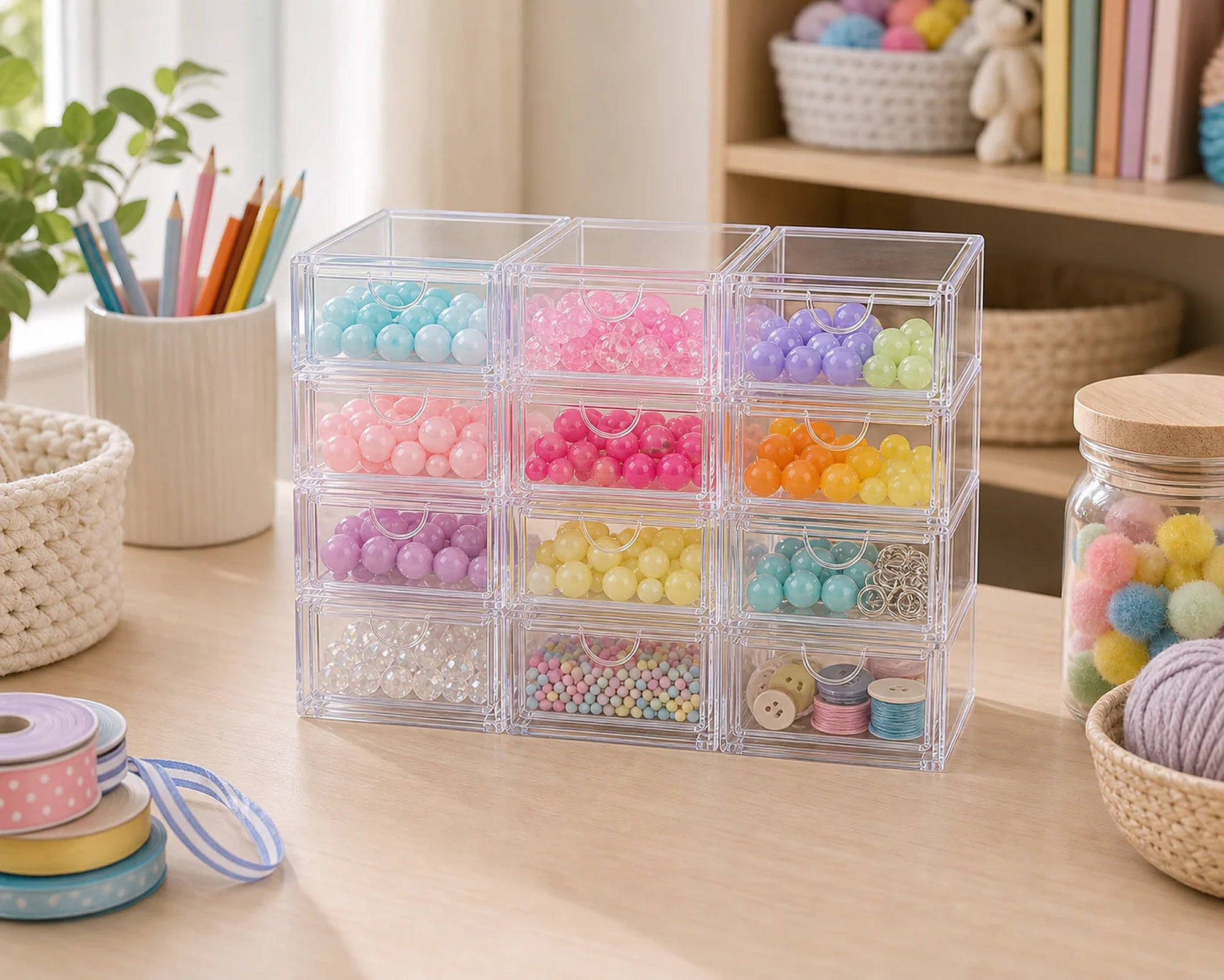 Cozy Haven Clear Acrylic Stackable Drawer Organizer Set lifestyle image 6