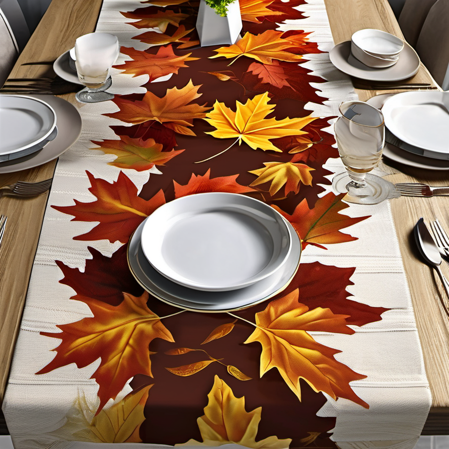 Cozy Haven giftable fold lifestyle image for Cozy Haven Maple Leaf Autumn Table Runner