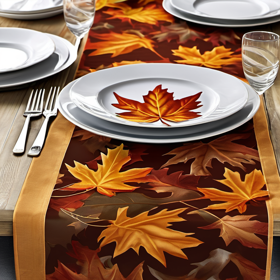Cozy Haven sofa corner lifestyle image for Cozy Haven Maple Leaf Autumn Table Runner