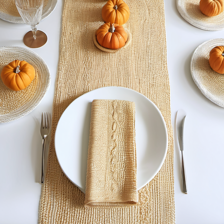 Cozy Haven detail close lifestyle image for Cozy Haven Harvest Autumn Table Runner