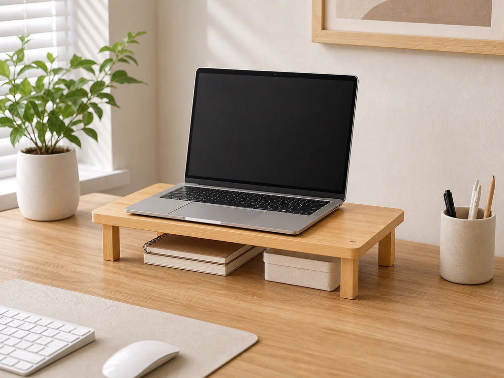 Cozy Haven Minimal Monitor Riser Shelf lifestyle image 1