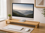 Cozy Haven Minimal Monitor Riser Shelf 60 x 20 x 9 cm bamboo desk view
